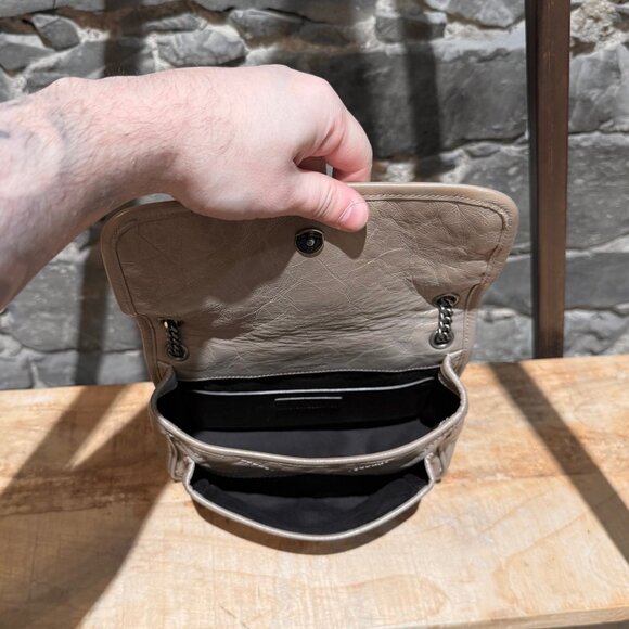 Saint Laurent Taupe Vintage Leather Niki Baby Monogram Chain Bag - Picture 11 of 16